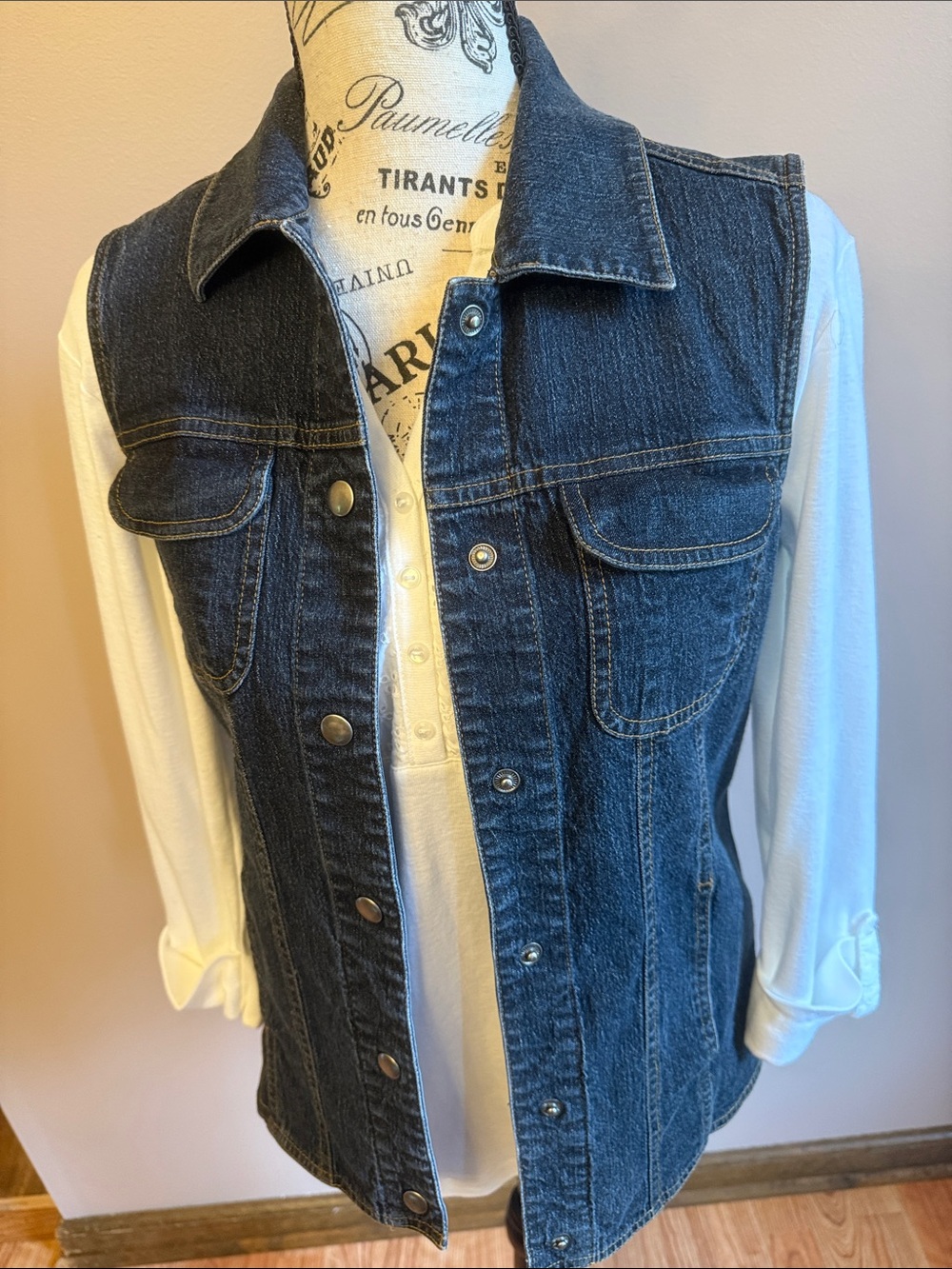 ADDITIONS DENIM JEANS VEST.   
 BY CHICO’S
